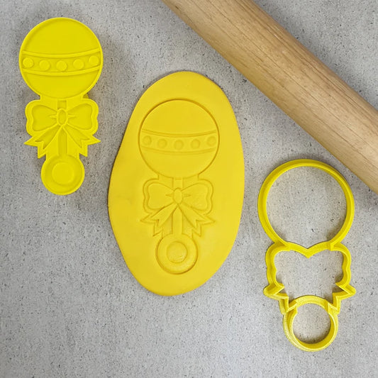 Custom Cookie Cutters 3D Embosser and Cutter Set - Baby Rattle.