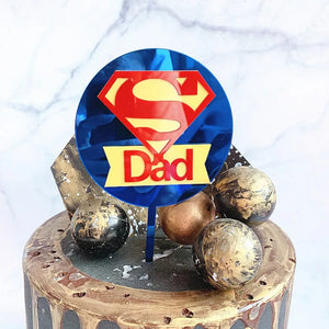 Fathers Day Cake Topper - Super Dad Round