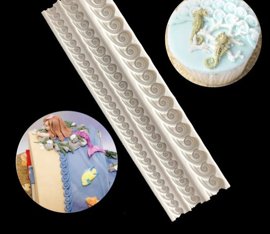 Silicone Mould - 3PC Wave Border - S268.