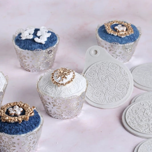 Silicone Mould - Cupcake Texture Pattern - Roses - S243.