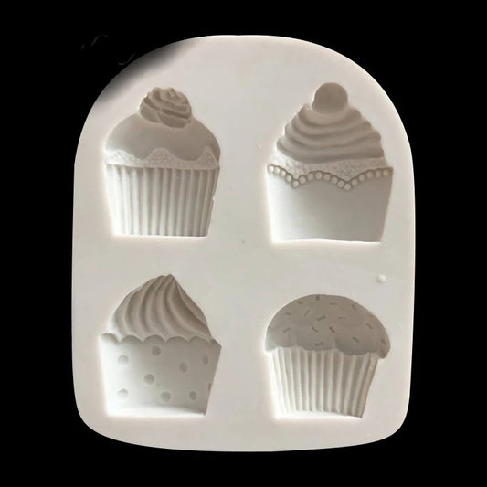 Silicone Mould - 4PC Assorted Cupcakes - S156.