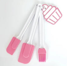 3PC Silicone Spatula and Brush Set - Pink and White