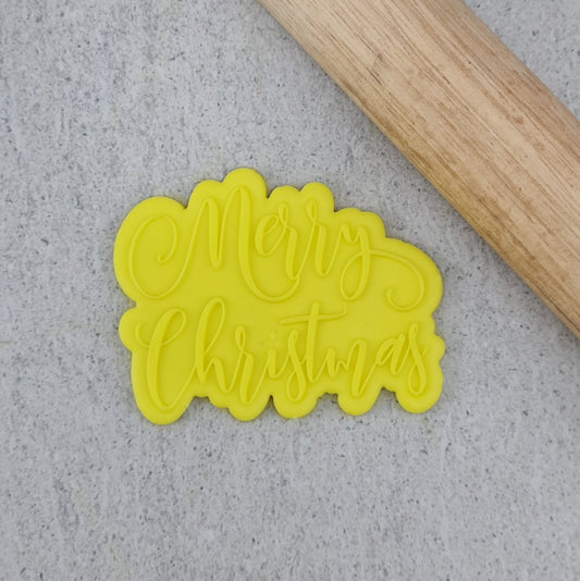 Custom Cookie Cutters Merry Christmas Debosser and Cutter Set.