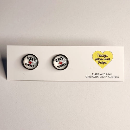 Tracey's Yellow Heart Designs - Super Teacher Dome Earring