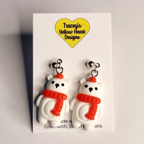 Tracey's Yellow Heart Designs - Snow Bear Earring