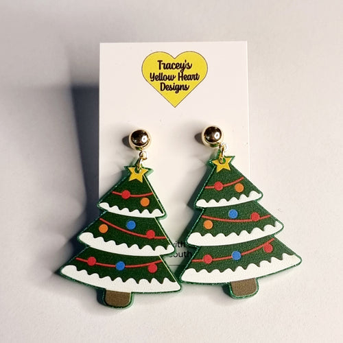 Tracey's Yellow Heart Designs - Christmas Tree Earring