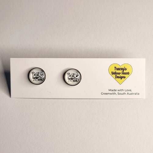 Tracey's Yellow Heart Designs - Best Teacher Ever Dome Earring