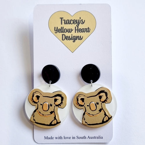 Tracey's Yellow Heart Designs -  Koala Earring