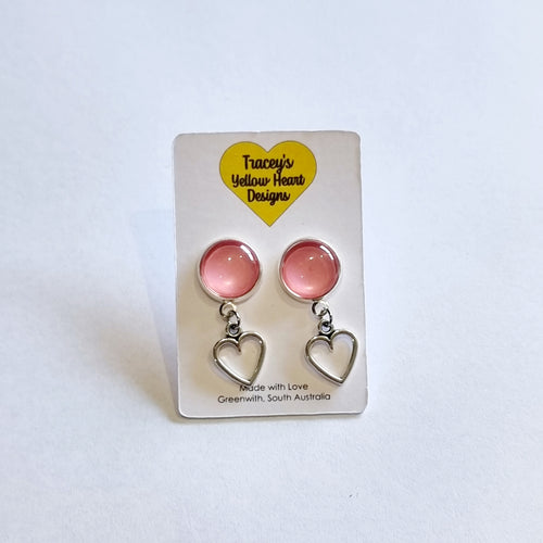 Tracey's Yellow Heart Designs -  Baby Pink Dome Earring