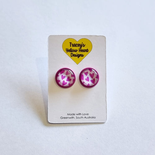 Tracey's Yellow Heart Designs -  Pink Asstd Hearts Dome Earring