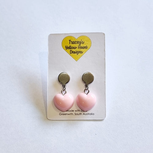 Tracey's Yellow Heart Designs -  Baby Pink Heart Earring