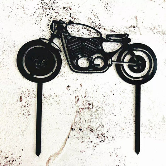 Cake Topper - Motorbike - Black.