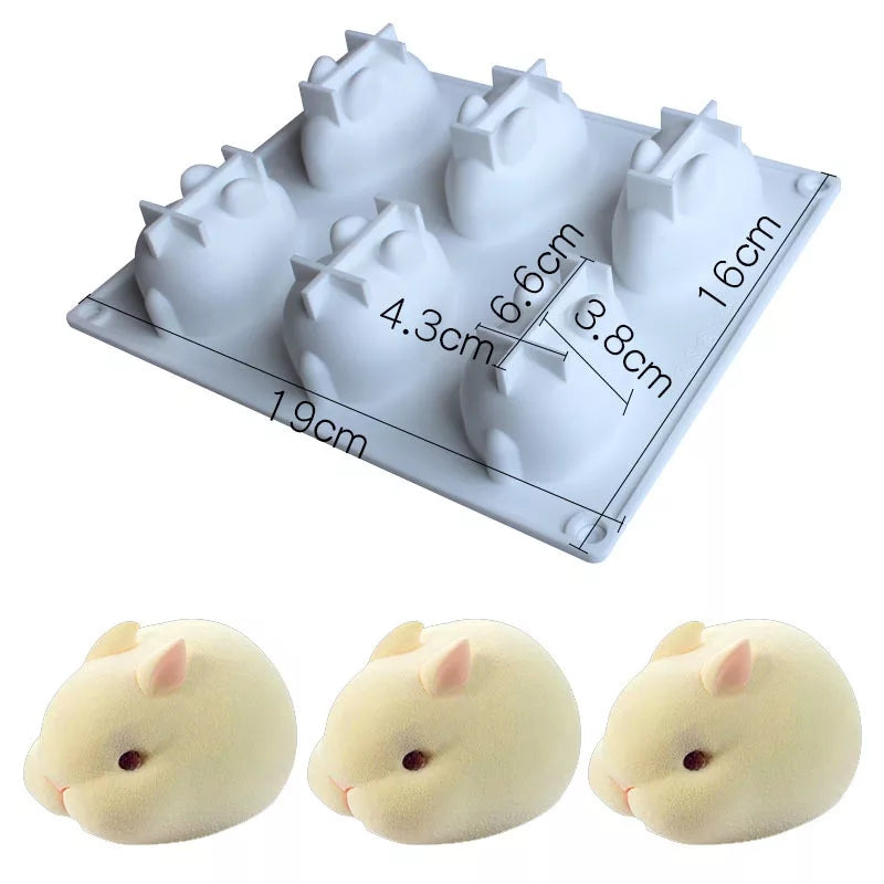 Silicone Mould - 6PC 3D Bunny.