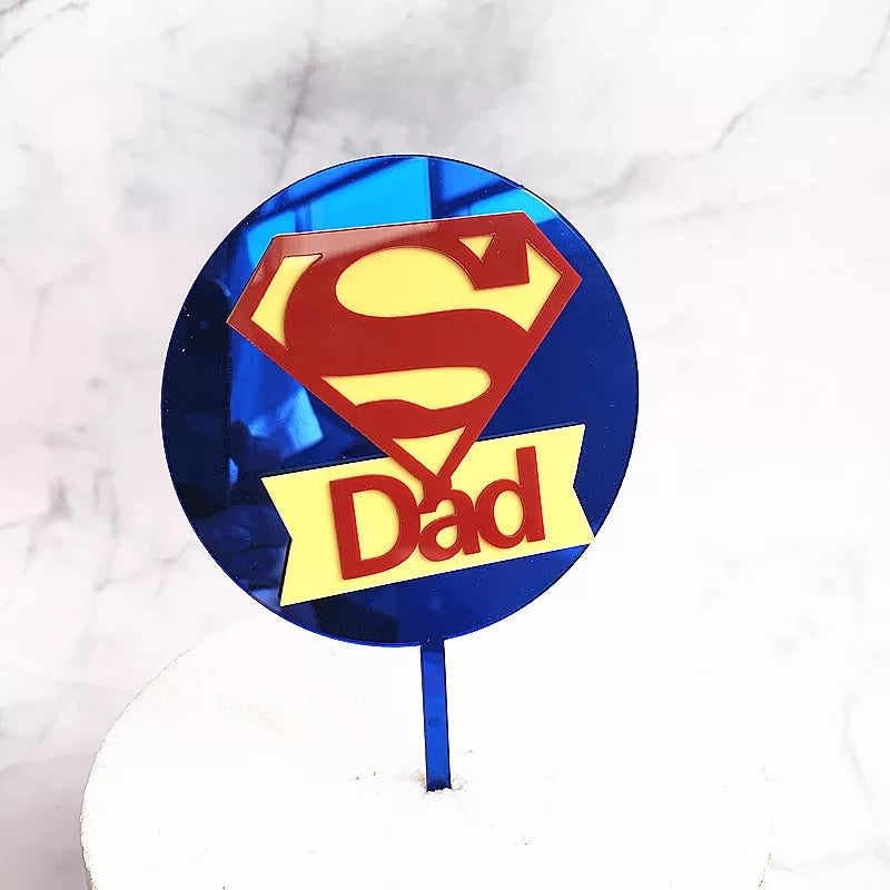 Fathers Day Cake Topper - Super Dad Round