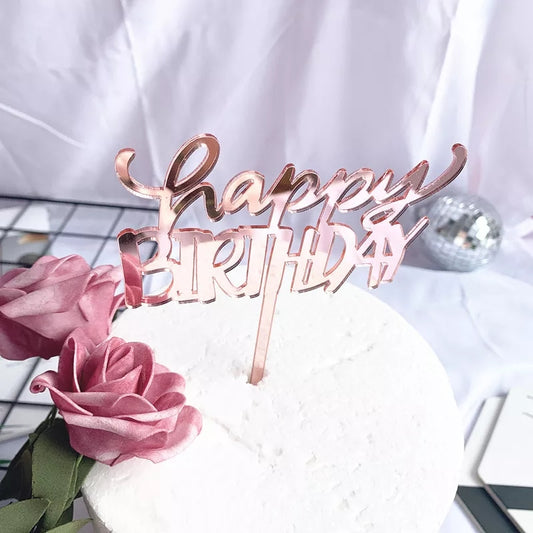 Happy Birthday Decorative Topper - Rose Gold.