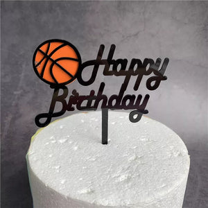 Happy Birthday Basketball Topper - Black