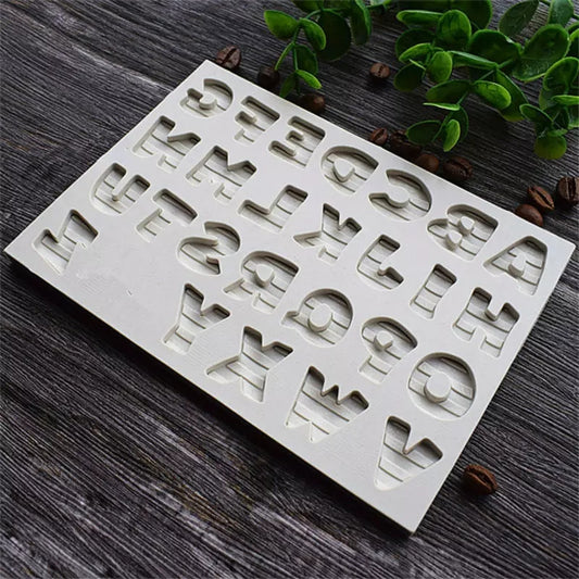 Silicone Mould - Lined Alphabet Font - S226.