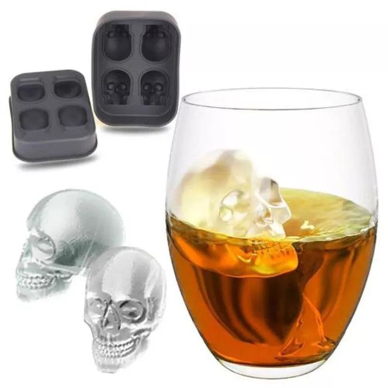 Cake Craft Silicone Mould - 4 x 3D Skull -