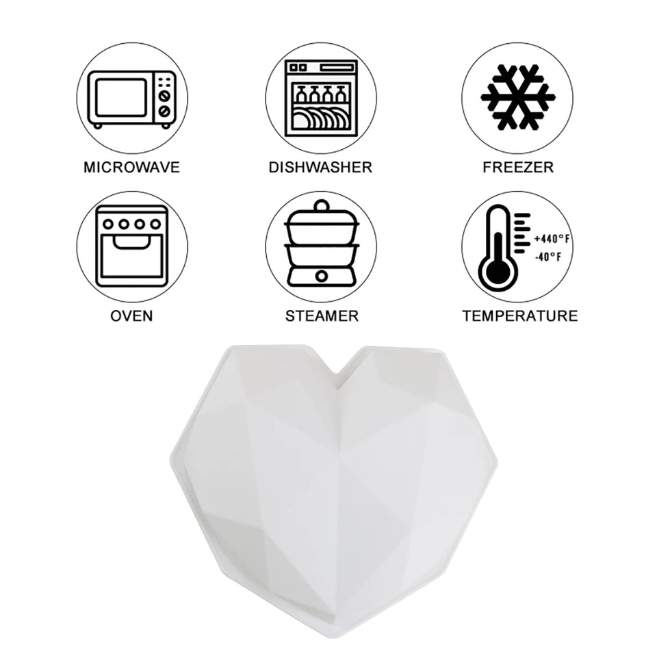 Large Geo Heart Silicone Mould - Version 2