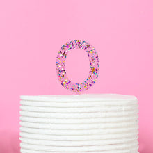Rainbow Glitter Acrylic Cake Topper - Number 0
