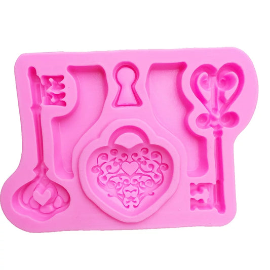 Silicone Mould - Heart Lock and Keys - S73.