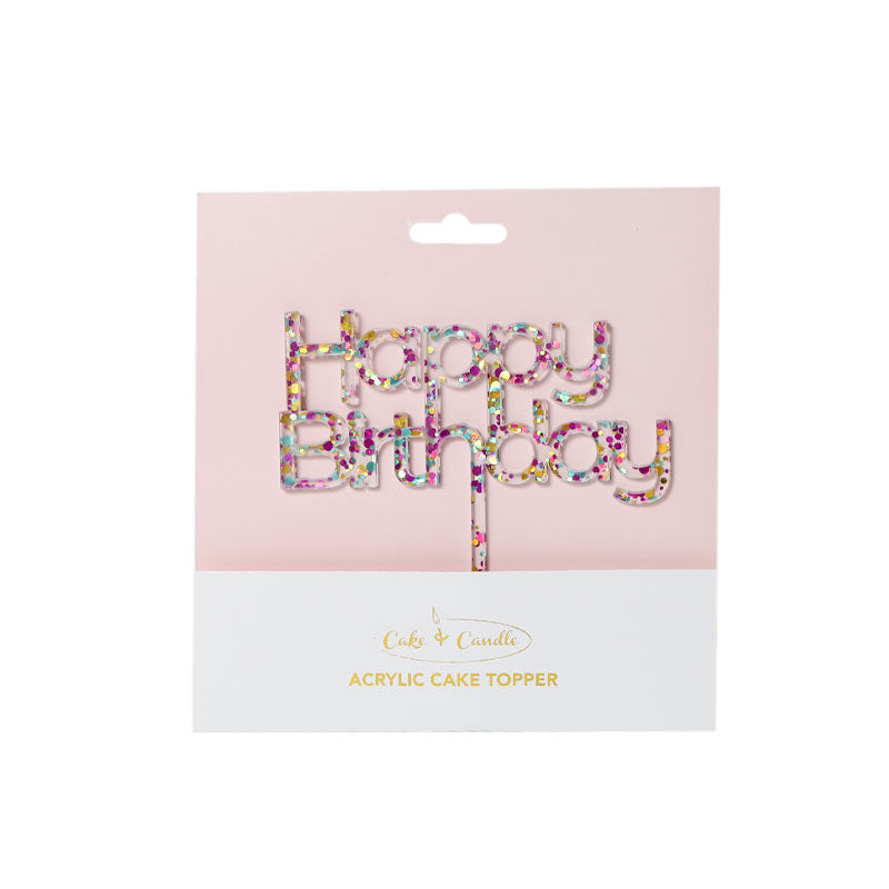 Rainbow Glitter Cake Topper - Happy Birthday 2.