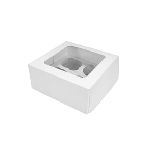 White Cupcake Box - 4 Hole