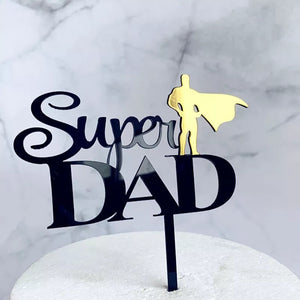 Fathers Day Cake Topper - Super Dad Black & Gold