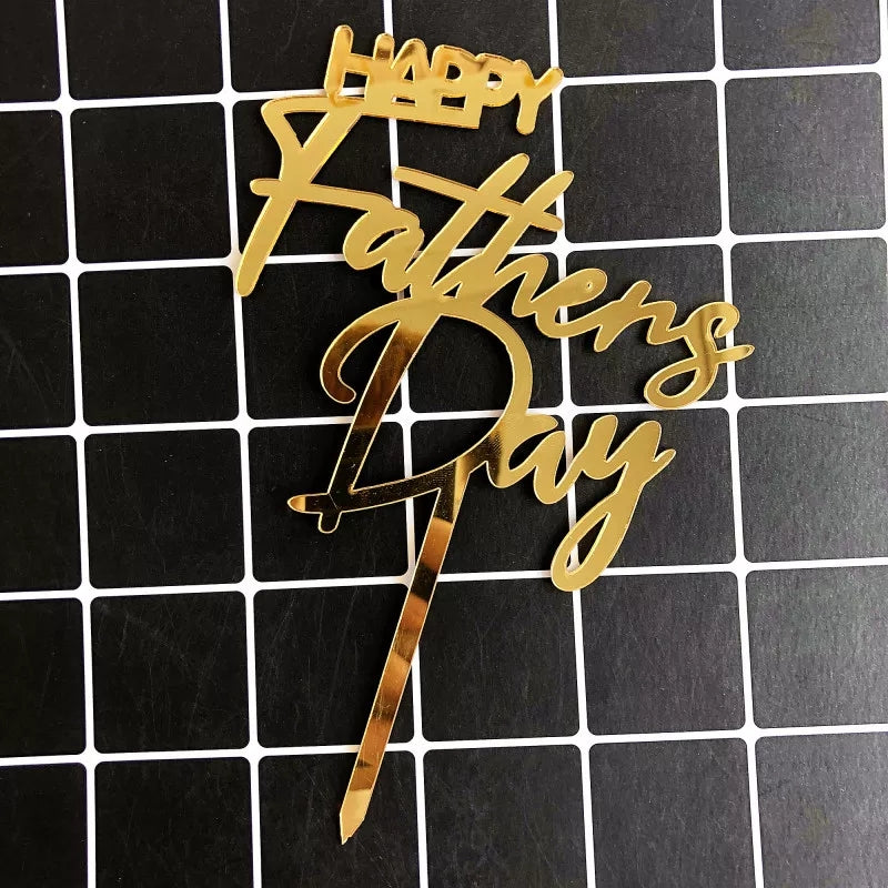 Fathers Day Cake Topper - Happy Fathers Day Gold