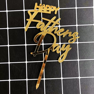 Fathers Day Cake Topper - Happy Fathers Day Gold