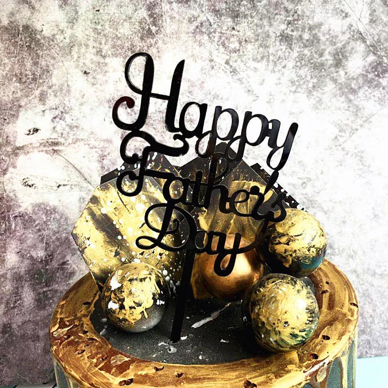 Fathers Day Cake Topper - Happy Fathers Day Black