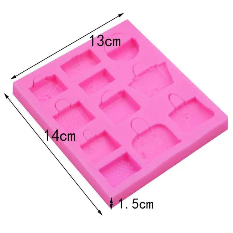 Silicone Mould - 11PC Handbag / Purse / Clutch - S262.