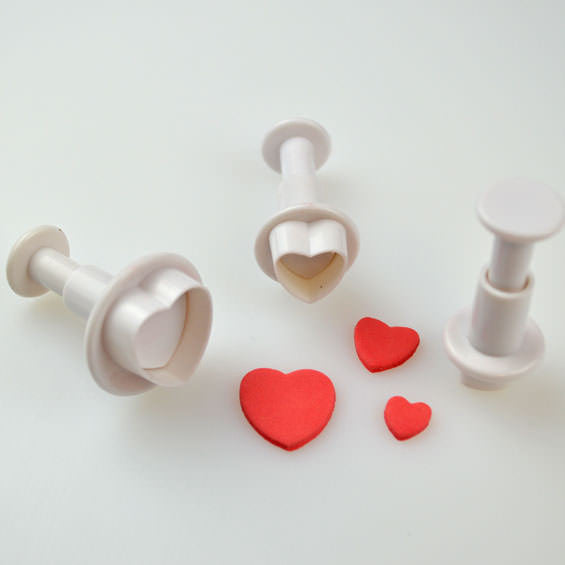 3PC Heart Plunger Cutter Set