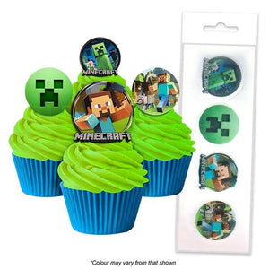 16 Edible Wafer Cupcake  - Minecraft