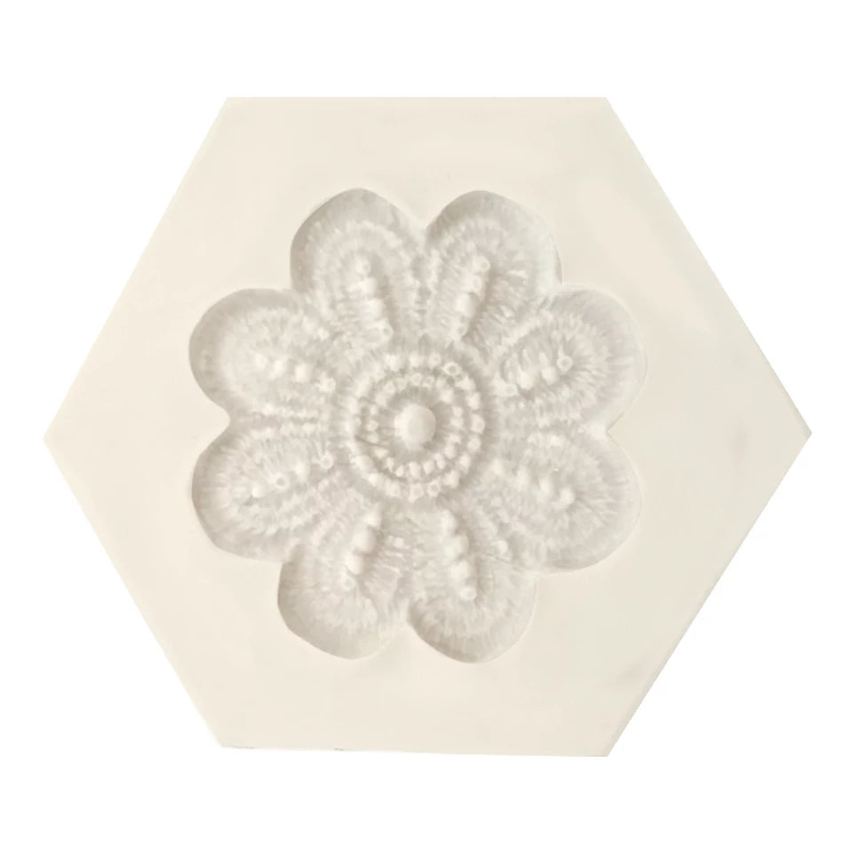 Silicone Mould - Embroided Flower - S108