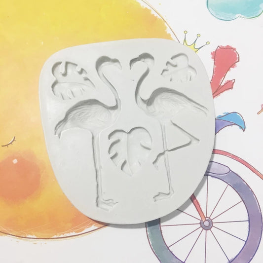 Silicone Mould - Flamingo and leaves - S212.