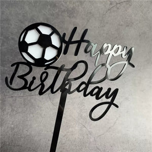 Happy Birthday Soccer Topper - Black