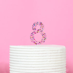 Rainbow Glitter Acrylic Cake Topper - Number 8