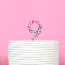 Rainbow Glitter Acrylic Cake Topper - Number 9