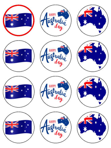 Edible Cupcake Toppers - Australia Day