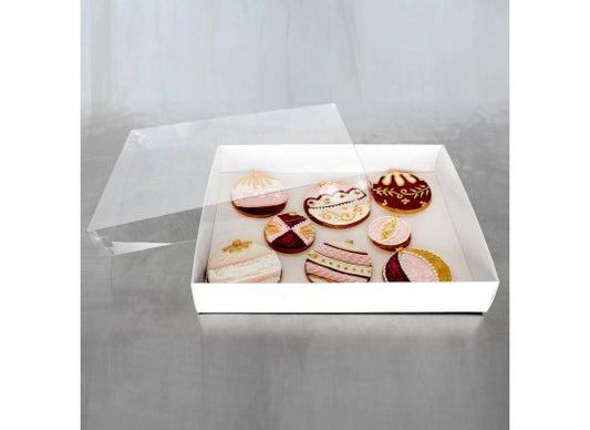 Loyal White Large Clear Lid Biscuit Box - 12.5" (32cm) x 10" (25cm) x 2" (5cm)