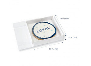 Loyal Single Cookie Box - White / Clear Lid - 3.5" (9cm) x 3.5" (9cm) x 0.75" (2cm)