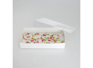 Loyal Clear Lid White Biscuit Box - 9" (22.5cm) x 4.5" (11.5cm) x 1.5" (4cm)