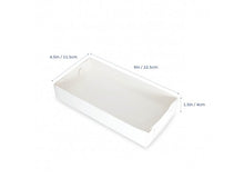 Loyal Clear Lid White Biscuit Box - 9" (22.5cm) x 4.5" (11.5cm) x 1.5" (4cm)