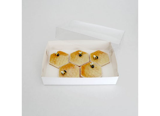 Loyal Clear Lid White Biscuit Box - 10" (25.5cm) x 7" (17.5cm) x 2" (5cm)