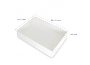 Loyal Clear Lid White Biscuit Box - 10" (25.5cm) x 7" (17.5cm) x 2" (5cm)