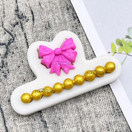 Silicone Mould - Mini Bow and Bead Border - S449