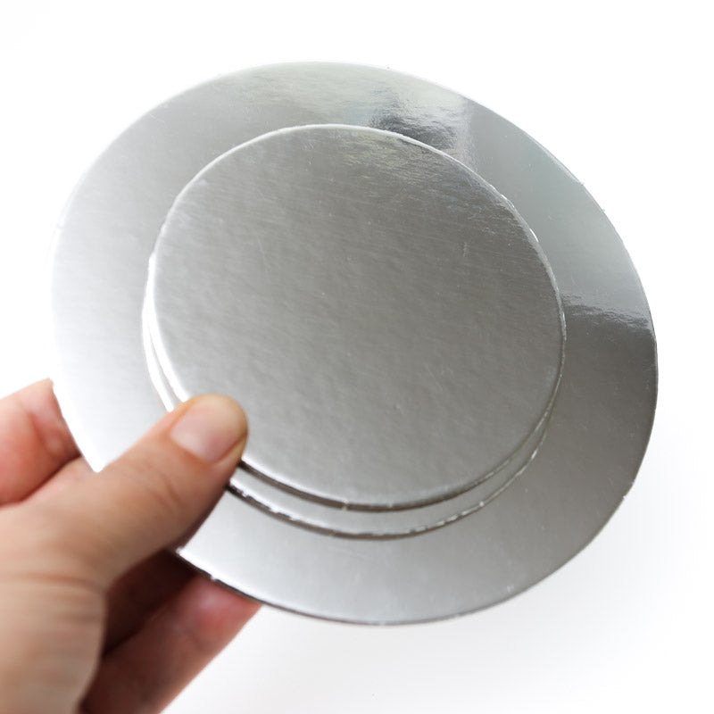 3 inch (7.5cm) Round 3mm Card Cake Board - Silver