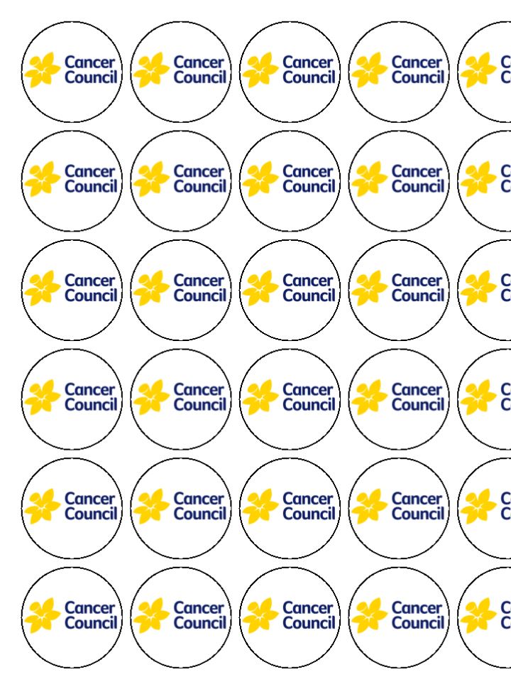Edible Cupcake Toppers - Mini 30 Per Sheet - Cancer Council Logo