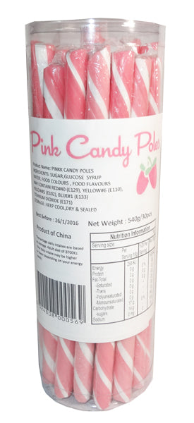 Candy Pole Single Stick - Pink - Strawberry Flavour